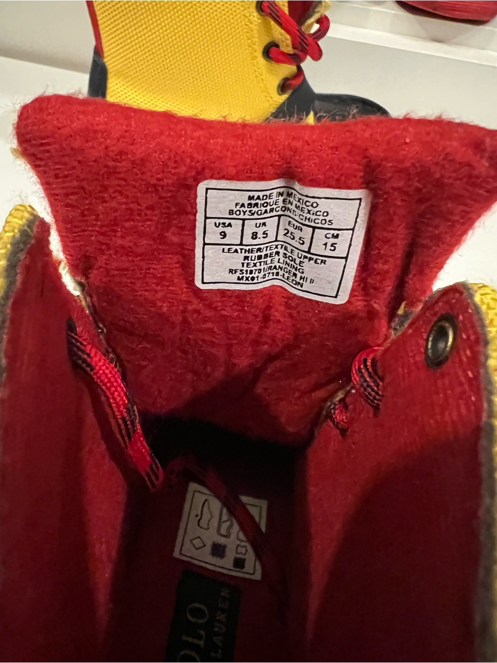 Polo by Ralph Lauren Yellow, Navy & Red Toddler Lace-Up Buckle Boots; NWOT - Picture 5 of 8